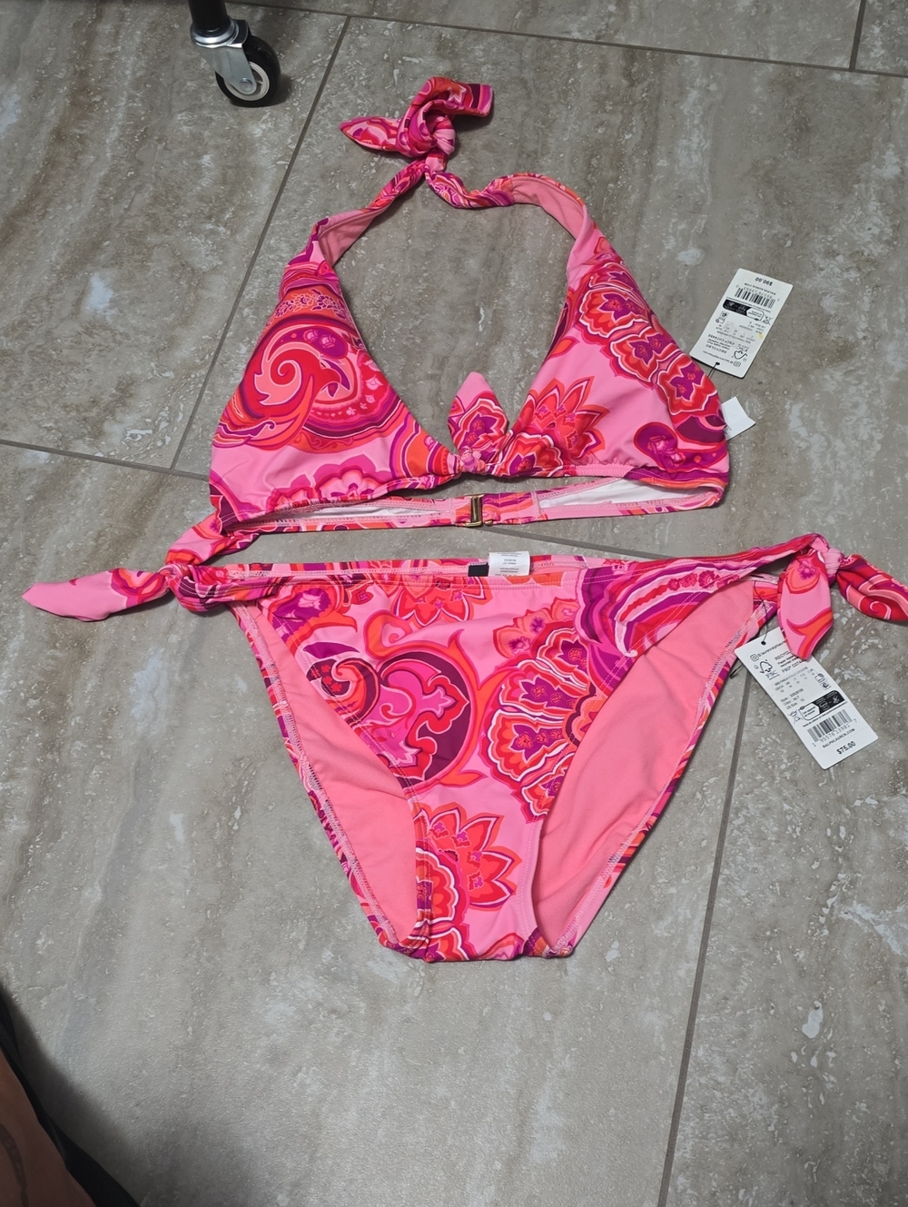 Ralph Lauren  Pink Paisley Halter Bikini Set Nwt